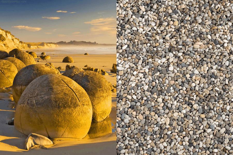 big rocks and pebbles